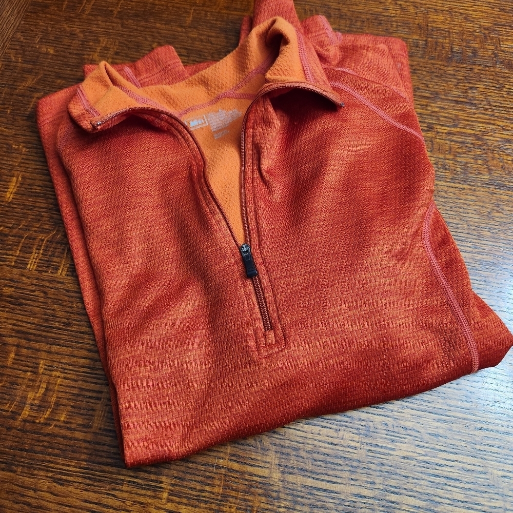 REI mens Large orange quarterzip medium-weight pullover active shirt - Picture 15 of 15